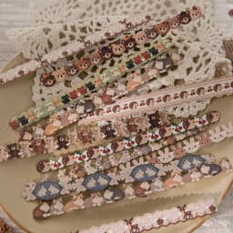 Mr.Paper 20Pcs/Bag Handmade Crochet Series Fabric Texture Sticker Strip Hard Card DIY Journal Scrapbook Decor Craft Supplies