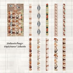 Mr.Paper 20Pcs/Bag Handmade Crochet Series Fabric Texture Sticker Strip Hard Card DIY Journal Scrapbook Decor Craft Supplies