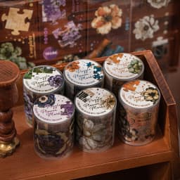 Journal GO 5x200cm Flower Shadow Fragment Set Vintage Floral Puzzle PET Tape Stickers Creative DIY Journal Collage Material
