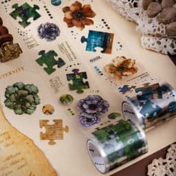 Journal GO 5x200cm Flower Shadow Fragment Set Vintage Floral Puzzle PET Tape Stickers Creative DIY Journal Collage Material
