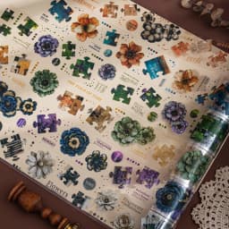 Journal GO 5x200cm Flower Shadow Fragment Set Vintage Floral Puzzle PET Tape Stickers Creative DIY Journal Collage Material