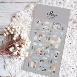 Korean Import Brand Suatelier Rainy Day Paper Stickers Cute Scrapbooking Diy Journaling Diary Stationery Sticker Decor School