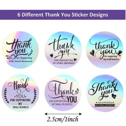 25mm Rainbow Laser Thank You Stickers Small Business Stickers 50-500pcs Adhesive Labels For Business Boutiques Wrapping Supplies