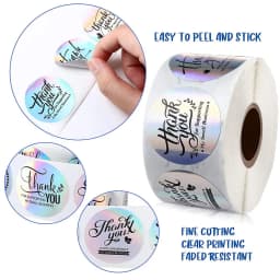 25mm Rainbow Laser Thank You Stickers Small Business Stickers 50-500pcs Adhesive Labels For Business Boutiques Wrapping Supplies