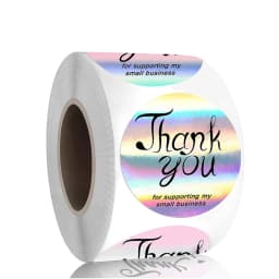 25mm Rainbow Laser Thank You Stickers Small Business Stickers 50-500pcs Adhesive Labels For Business Boutiques Wrapping Supplies