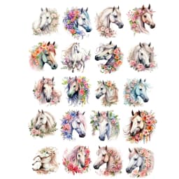20pcs Watercolor flowers horse Sticker DIY Scrapbooking Album Junk Daily Planner Stationary for clippings, diaries, laptops