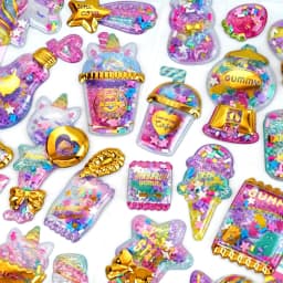 Kawaii Glittering 3D Capsule Stickers Cartoon Scrapbooking Diy Diary Stationery Sticker Cute Gift School Supplies