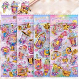 Kawaii Glittering 3D Capsule Stickers Cartoon Scrapbooking Diy Diary Stationery Sticker Cute Gift School Supplies