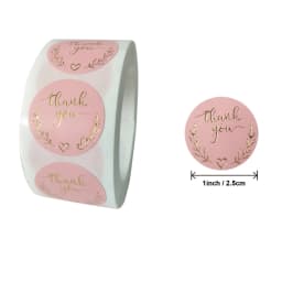 Thank You Sticker, Wedding Souvenirs Seal Lable, 500pcs Romantic Pink Bronzing Sticker for Greeting Cards, Flower Bouquets