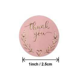 Thank You Sticker, Wedding Souvenirs Seal Lable, 500pcs Romantic Pink Bronzing Sticker for Greeting Cards, Flower Bouquets