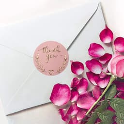 Thank You Sticker, Wedding Souvenirs Seal Lable, 500pcs Romantic Pink Bronzing Sticker for Greeting Cards, Flower Bouquets