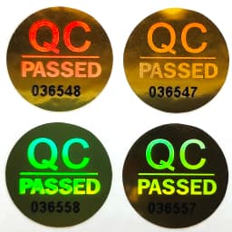 100pcs 12mm Hologram QC Passed Label Continuous Serial Numbers Disposable Security Seal Anti-counterfeit Impossible to Copy