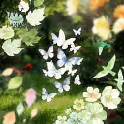 JIANWU Vintage Butterfly Bird Flower Leaves Landscape Material Collage Scrapbooking PET Sticker Creative DIY Journal Stationery