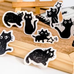 45 Pcs Kawaii Black Cat Series Self-Adhesive Stickers Cute Cat Laptop Decorations for Planners Scrapbooking