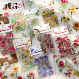 40pcs Plant & Nature Flower Decorative PVC Stickers Daisy & Mushroom DIY Scrapbooking Labels Journaling Stationery Album Decals