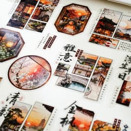 15sheets/1lot Kawaii Stationery Stickers Four Seasons Courtyard Junk Journaling Decorative Scrapbooking for stickers Scrapbook