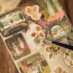 30/60 Pcs Vintage PET Die Cut Sticker Book DIY Scrapbooking Album with Paradise & Food Decorative for Retro INS Diary Stickers