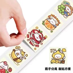 500Pcs/Roll Kawaii Fruit Cat Stickers, 14 Cute Cartoon Patterns Decals for Laptop Journal DIY Craft Decor