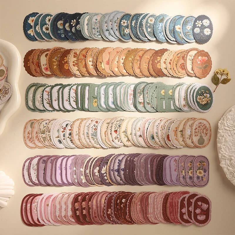 Journal GO 45pcsVintage Flowers Sticker for DIY Scrapbooking Journal Photo Album Decoration Materials Sticky Floral Decals