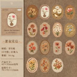 Journal GO 45pcsVintage Flowers Sticker for DIY Scrapbooking Journal Photo Album Decoration Materials Sticky Floral Decals
