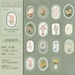 Journal GO 45pcsVintage Flowers Sticker for DIY Scrapbooking Journal Photo Album Decoration Materials Sticky Floral Decals