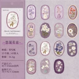 Journal GO 45pcsVintage Flowers Sticker for DIY Scrapbooking Journal Photo Album Decoration Materials Sticky Floral Decals