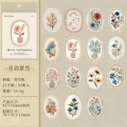 Journal GO 45pcsVintage Flowers Sticker for DIY Scrapbooking Journal Photo Album Decoration Materials Sticky Floral Decals