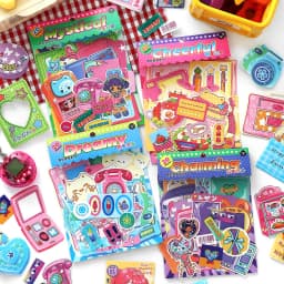 20/80pcs Neon Tribe Series Kawaii Ins Cartoon Small Element Adhesive Label Material Pack Scrapbooking DIY Aesthetic Stationery