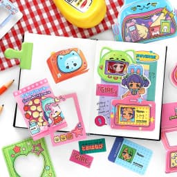 20/80pcs Neon Tribe Series Kawaii Ins Cartoon Small Element Adhesive Label Material Pack Scrapbooking DIY Aesthetic Stationery