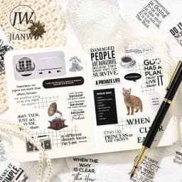 JIANWU Pure Poet Series Vintage English Text Letter Material Collage PET Sticker Creative DIY Journal Scrapbooking Stationery