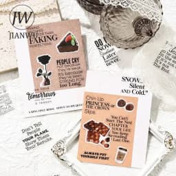 JIANWU Pure Poet Series Vintage English Text Letter Material Collage PET Sticker Creative DIY Journal Scrapbooking Stationery