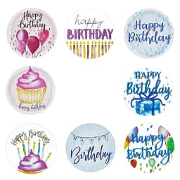 100-500pcs Happy Birthday Roll Stickers Birthday Balloon Roll Decals Stickers Fun Birth Day Cake Greeting Sticker for Card Box