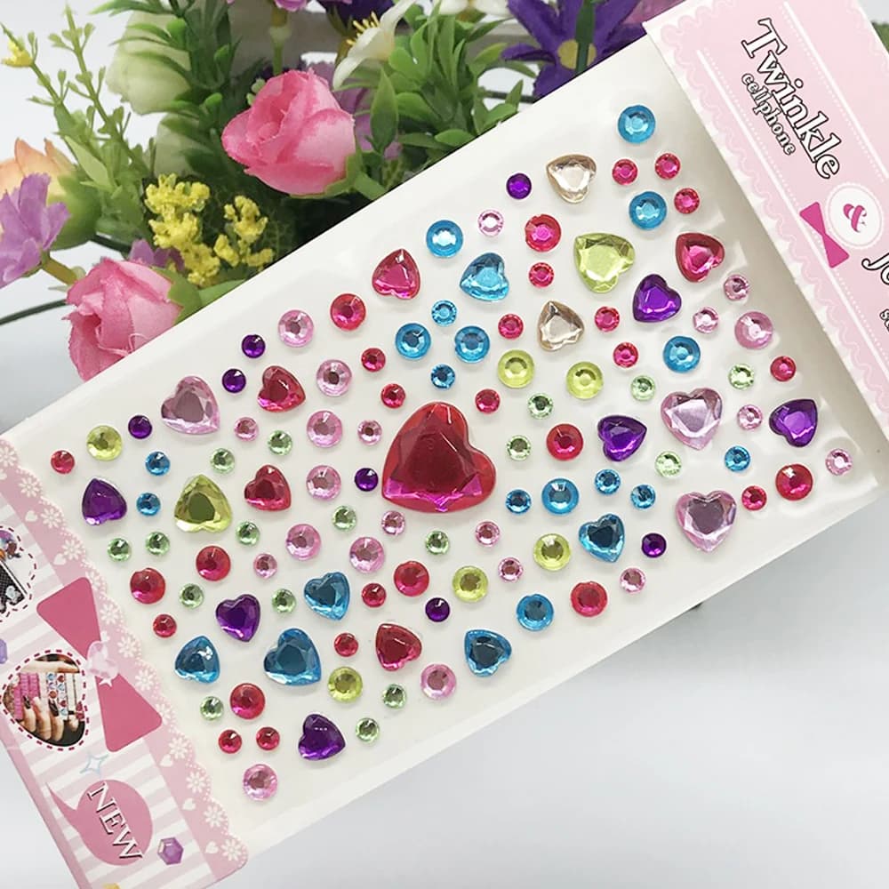 Children Diamond Sticker Acrylic Crystal Sticker 3D Colorful Love DIY Gem Decoration Stickers for Girl Rhinestones Stickers