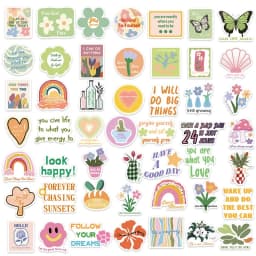 10/30/50PCS Inspiring Pink Green PVC Sticker Aesthetic Decoration Scrapbooking Stationery School Supplies