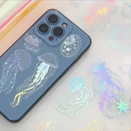 40 Pcs Holographic Glitter Jellyfish Whale Butterfly Stickers Set Waterproof Decorative Adhesive Stickers For Scrapbook Journal