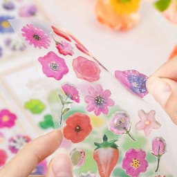 Cute Kawaii Crystal Jelly Flower Stickers 3D Puffy Epoxy Resin Decals for Scrapbooking Journal Planner Phone DIY Laptop Decor