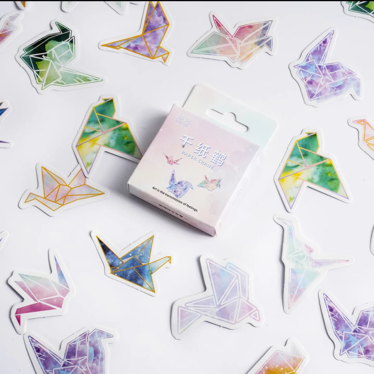 46Pcs Starry Night Thousand Paper Cranes Stickers for Scrapbooking Journal Planner Decorative Diary Labels Stationery Phone Albu