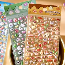 Kawaii Cartoon Animal Cute Things 3D Relief Stickers DIY Diary Handmade Scrapbook Aesthetic Supplies Stationery Stickers