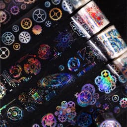 50mm * 2m Gear Fantasy Series Punk Cyberpunk Style PET Stickers Creative Handbook DIY Handmade Scrapbook Aesthetic Stickers