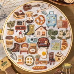 30 Sheets/Bag Cozy Home Decor Themed Embossed Sticker Set for DIY Scrapbook Phone Case Decoration Gift Craft Supplies