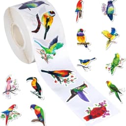 500Pcs /1 Rolls 2.5cm/1inch Colorful Bird Shaped Sticker Decoration Gift Box Sticker Label Stationery Sticker