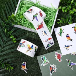 500Pcs /1 Rolls 2.5cm/1inch Colorful Bird Shaped Sticker Decoration Gift Box Sticker Label Stationery Sticker