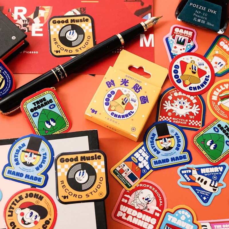 46 pcs/box Retro cartoon time Decorative Ins Sticker Scrapbooking Label Diary Stationery Album Phone Journal Planner