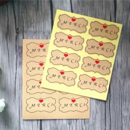 80pcs/lot French Merci English Thank You Kraft Adhesive Gift Seal Label for Baking Sticker Students' DIY Work Tools