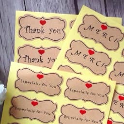 80pcs/lot French Merci English Thank You Kraft Adhesive Gift Seal Label for Baking Sticker Students' DIY Work Tools