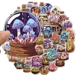50PCS Creative Mushroom Bottle Decoration Graffiti Stickers Luggage Speaker Skateboard Water Cup Label Waterproof Stickers