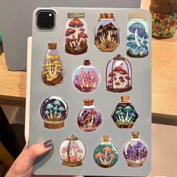 50PCS Creative Mushroom Bottle Decoration Graffiti Stickers Luggage Speaker Skateboard Water Cup Label Waterproof Stickers
