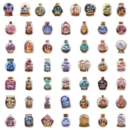 50PCS Creative Mushroom Bottle Decoration Graffiti Stickers Luggage Speaker Skateboard Water Cup Label Waterproof Stickers