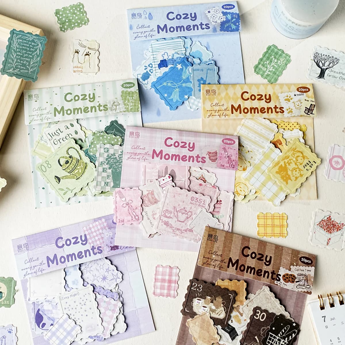 Etori Life Warm Moments Series Vintage Cozy Stamp Journal Stickers 20Pcs Ins Style Journal Decoration Small Patterns for Laptops, Phone Stickers, Luggage, Office Decoration Accessories, Student Gift Paper Bags, Handmade Scrapbooking Supplies, DIY Crafts, Children's Stickers, Art Parties, Gifts for Friends, Back-To-School Season, Card Making
