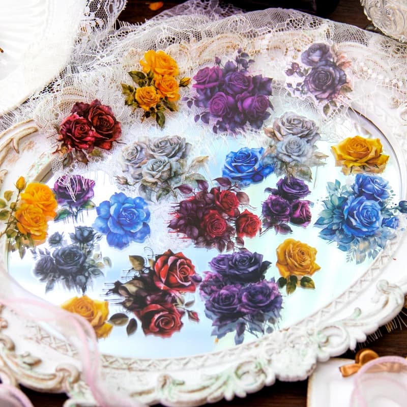30 pcs Large size roses Stickers aesthetic Diy Stickers Aesthetic Scrapbooking Journal Deco Album Deco DIY Diary Stationery